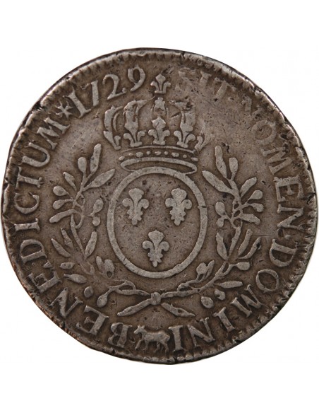 LOUIS XV - ECU DE BÉARN ARGENT AUX BRANCHES D'OLIVIER 1734 PAU