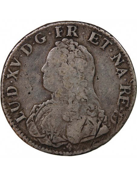 LOUIS XV - ECU DE BÉARN ARGENT AUX BRANCHES D'OLIVIER 1734 PAU