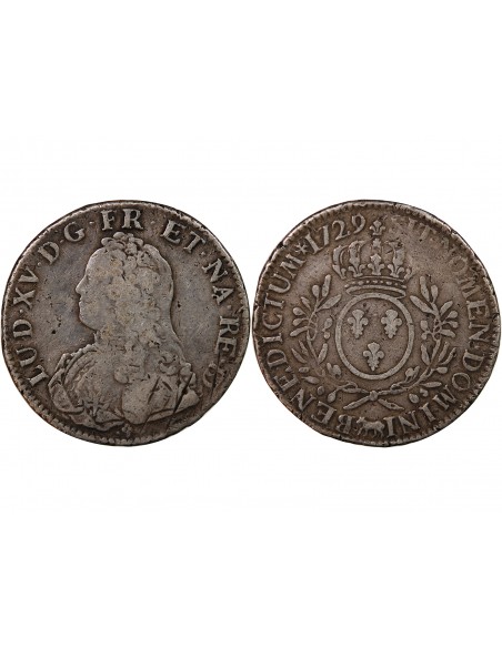 LOUIS XV - ECU DE BÉARN ARGENT AUX BRANCHES D'OLIVIER 1734 PAU