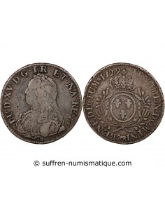 LOUIS XV - ECU DE BÉARN ARGENT AUX BRANCHES D'OLIVIER 1734 PAU