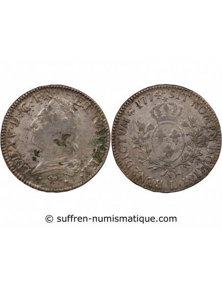 LOUIS XV - ÉCU ARGENT A LA VIEILLE TÊTE 1774 L BAYONNE