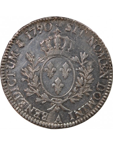 LOUIS XVI - ÉCU ARGENT AUX RAMEAUX D'OLIVIER 1790 A PARIS