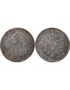 LOUIS XVI - ÉCU ARGENT AUX RAMEAUX D'OLIVIER 1790 A PARIS 2