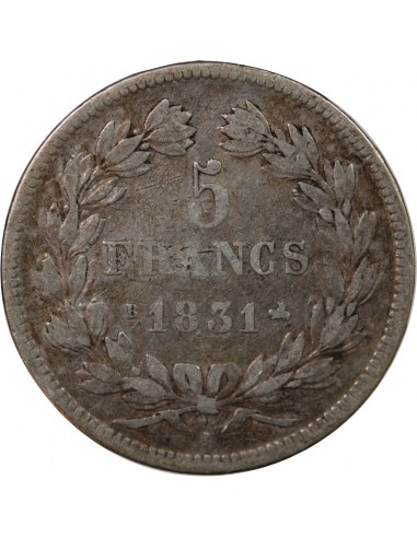 Louis-Philippe Ier 5 Francs Argent 1831 B Rouen