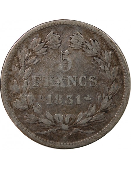 Louis-Philippe Ier 5 Francs Argent 1831 B Rouen