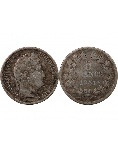 Louis-Philippe Ier 5 Francs Argent 1831 B Rouen