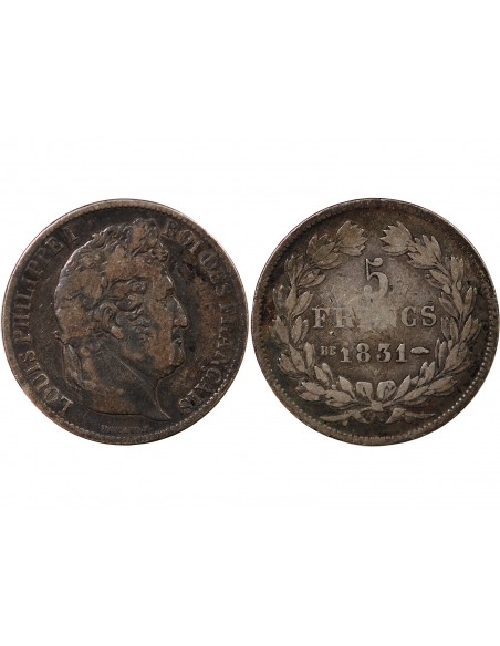 Louis-Philippe Ier 5 francs Argent 1831 BB Strasbourg