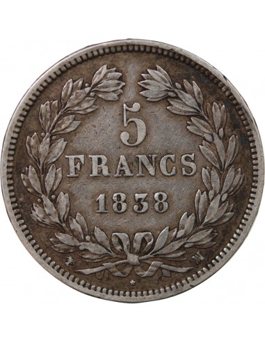 Louis-Philippe Ier 5 francs Argent 1838 MA Marseille