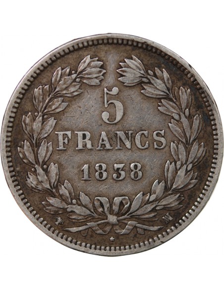 Louis-Philippe Ier 5 francs Argent 1838 MA Marseille