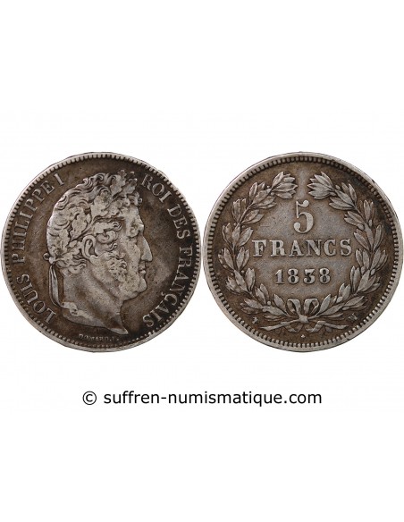 Louis-Philippe Ier 5 francs Argent 1838 MA Marseille