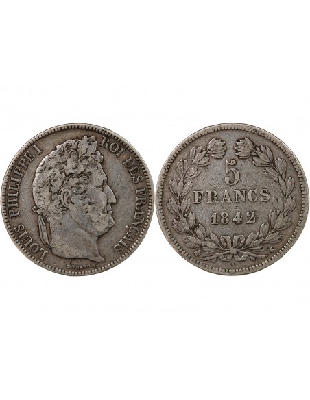 Louis-Philippe Ier 5 francs Argent 1842 K Bordeaux