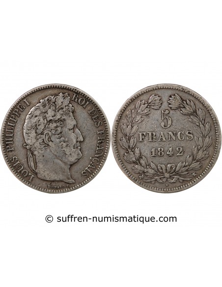 Louis-Philippe Ier 5 francs Argent 1842 K Bordeaux