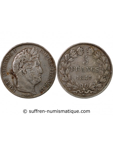 LOUIS PHILIPPE﻿ - 5 FRANCS ARGENT 1847 A PARIS