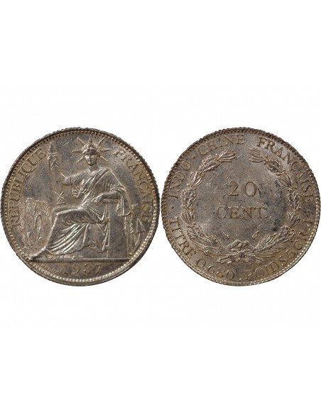 INDOCHINE FRANCAISE - 20 CENTIEMES ARGENT 1937