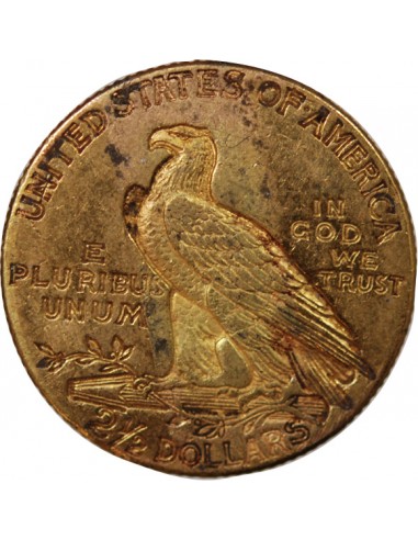 ETATS UNIS, INDIEN - 2 1/2 DOLLARS OR 1912 PHILADELPHIE