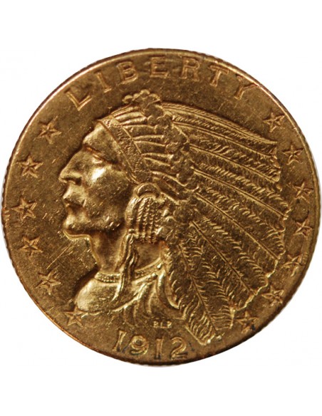 ETATS UNIS, INDIEN - 2 1/2 DOLLARS OR 1912 PHILADELPHIE