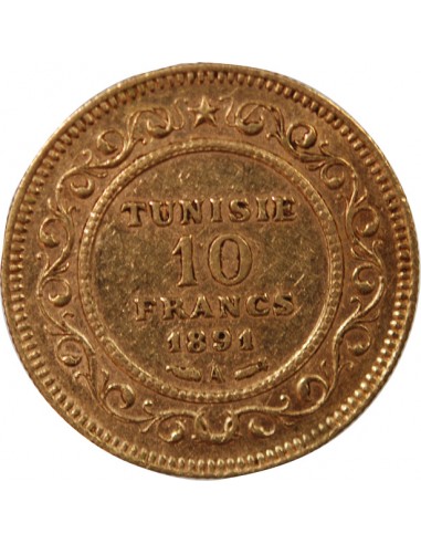 PROTECTORAT FRANCAIS DE TUNISIE, ALI - 10 FRANCS OR 1891
