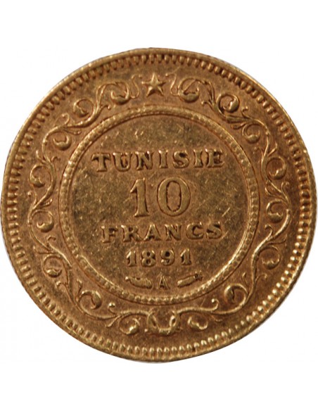 PROTECTORAT FRANCAIS DE TUNISIE, ALI - 10 FRANCS OR 1891