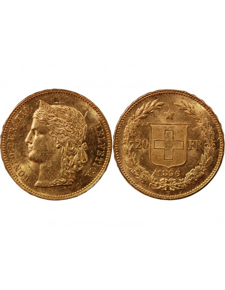 Suisse 20 Francs Or 1896 Berne