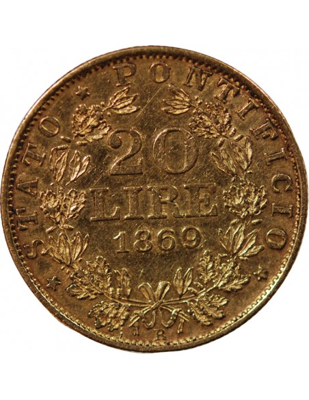 VATICAN, PIE IX - 20 LIRE OR 1869 ROME AN XXIV