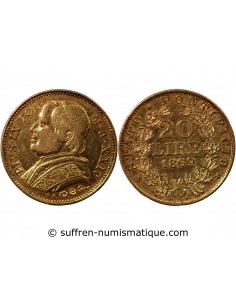 VATICAN, PIE IX - 20 LIRE OR 1869 ROME AN XXIV