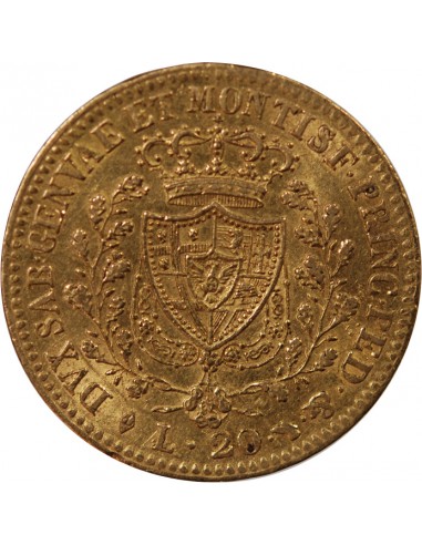 ITALIE, ROYAUME DE SARDAIGNE, CHARLES FELIX﻿ - 20 LIRE OR 1825 L TURIN