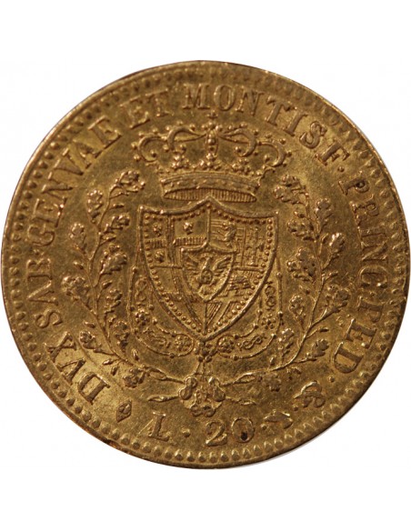 ITALIE, ROYAUME DE SARDAIGNE, CHARLES FELIX﻿ - 20 LIRE OR 1825 L TURIN