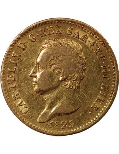 ITALIE, ROYAUME DE SARDAIGNE, CHARLES FELIX﻿ - 20 LIRE OR 1825 L TURIN