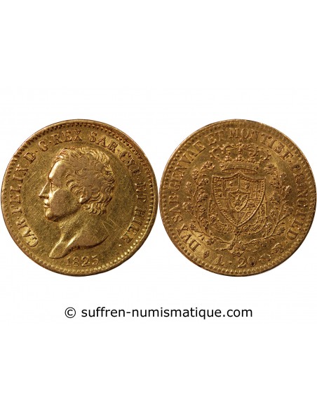 ITALIE, ROYAUME DE SARDAIGNE, CHARLES FELIX﻿ - 20 LIRE OR 1825 L TURIN