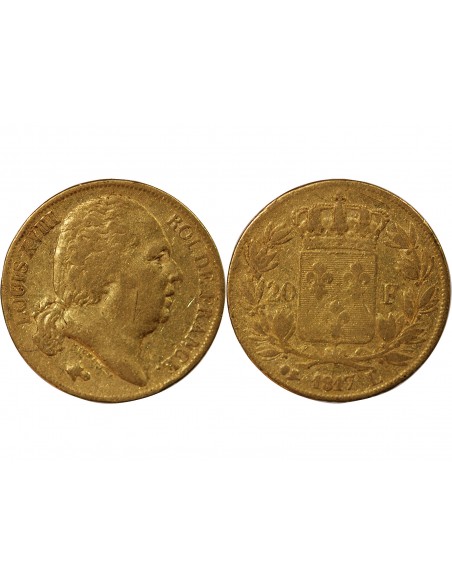 Louis XVIII 20 Francs Or 1817 L Bayonne