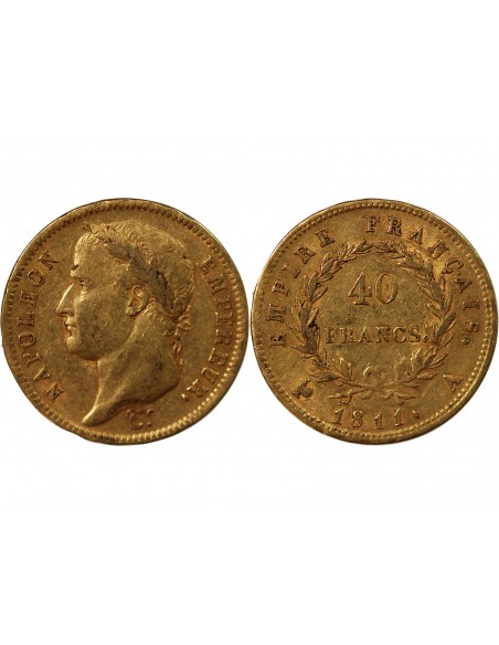 NAPOLÉON Ier - 40 FRANCS OR, TETE LAUREE - 1811 A PARIS