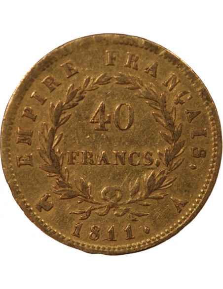 NAPOLÉON Ier - 40 FRANCS OR, TETE LAUREE - 1811 A PARIS