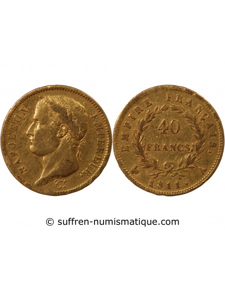 NAPOLÉON Ier - 40 FRANCS OR, TETE LAUREE - 1811 A PARIS
