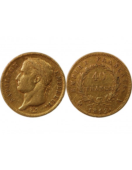 NAPOLEON Ier﻿ - 40 FRANCS OR TETE LAUREE 1812 A PARIS﻿