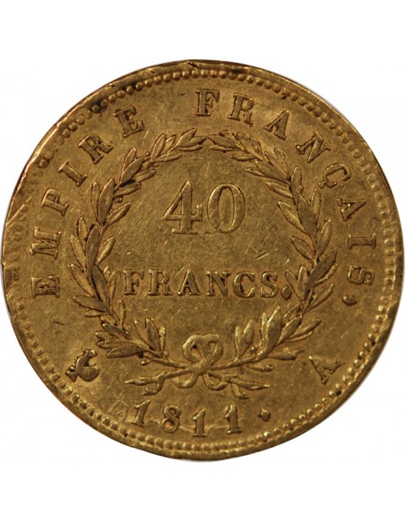 NAPOLÉON Ier - 40 FRANCS OR, TETE LAUREE - 1811 A PARIS