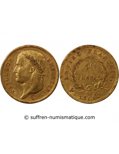 NAPOLÉON Ier - 40 FRANCS OR, TETE LAUREE - 1811 A PARIS