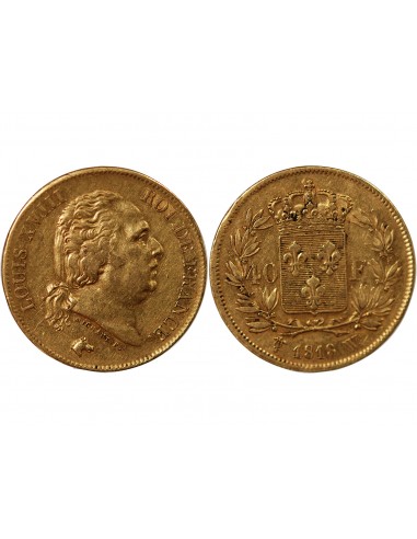 Louis XVIII 40 Francs Or 1818 W Lille
