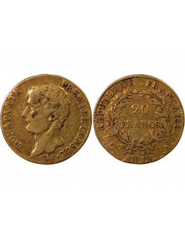 BONAPARTE 1er CONSUL - 20 FRANCS OR AN 12 A PARIS