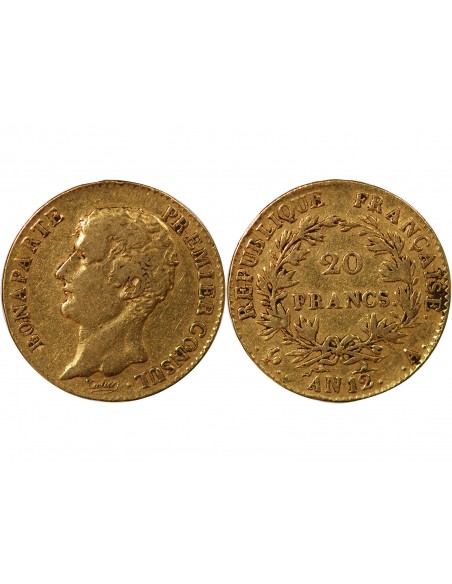 BONAPARTE 1er CONSUL - 20 FRANCS OR AN 12 A PARIS