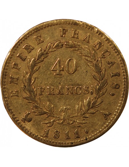 NAPOLÉON Ier - 40 FRANCS OR, TETE LAUREE - 1811 A PARIS