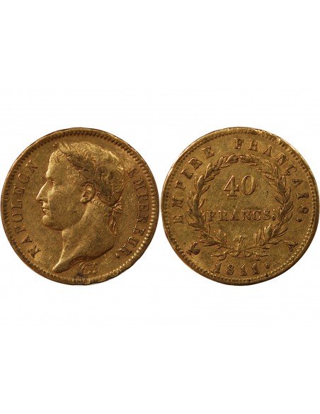 NAPOLÉON Ier - 40 FRANCS OR, TETE LAUREE - 1811 A PARIS