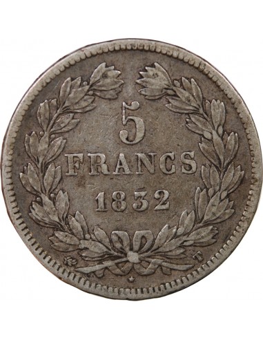 LOUIS PHILIPPE - 5 FRANCS ARGENT 1832 T NANTES