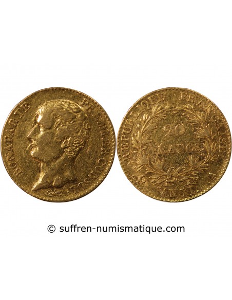 Napoléon Ier, Empereur de France, Roi d'Italie 20 Francs Or AN XI A Paris