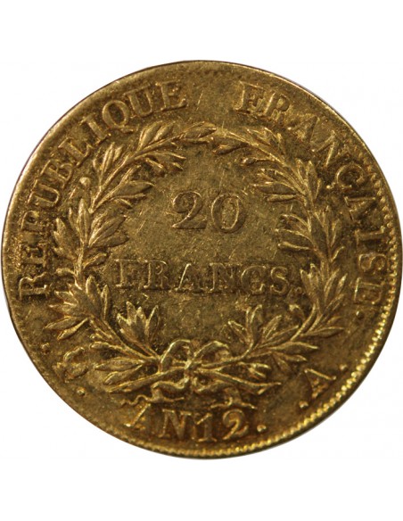 Napoléon Ier, Empereur de France, Roi d'Italie 20 Francs Or AN 12 A Paris