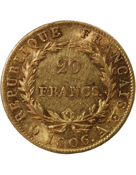 Napoléon Ier, Empereur de France, Roi d'Italie 20 Francs Or 1806 A Paris