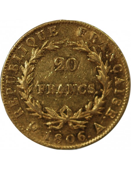 Napoléon Ier, Empereur de France, Roi d'Italie 20 Francs Or 1806 A Paris