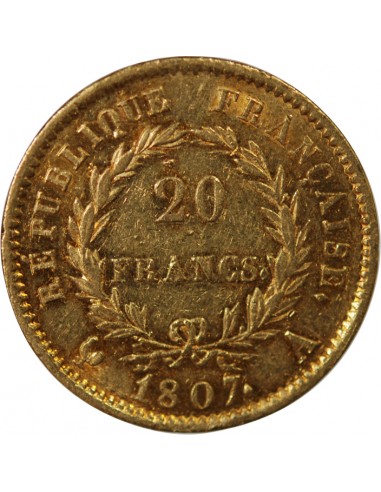 NAPOLEON Ier﻿ - 20 FRANCS OR﻿, BALANCIER GENGEMBRE - 1807 A PARIS