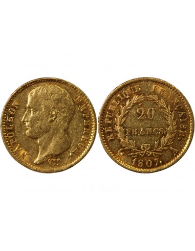 NAPOLEON Ier﻿ - 20 FRANCS OR﻿, BALANCIER GENGEMBRE - 1807 A PARIS