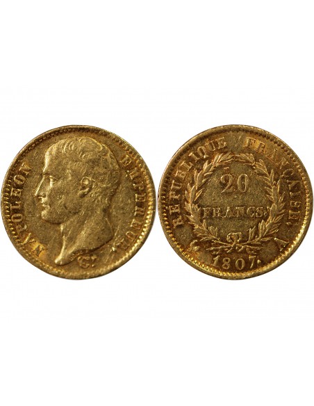 NAPOLEON Ier﻿ - 20 FRANCS OR﻿, BALANCIER GENGEMBRE - 1807 A PARIS