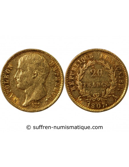 NAPOLEON Ier﻿ - 20 FRANCS OR﻿, BALANCIER GENGEMBRE - 1807 A PARIS